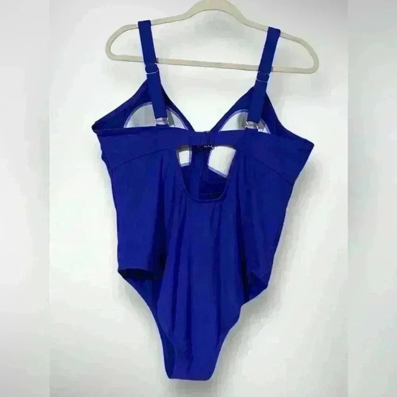 Womens Blue One Piece Swimsuit Size 20W Adjustable Straps by Xhilaration - Picture 2 of 8